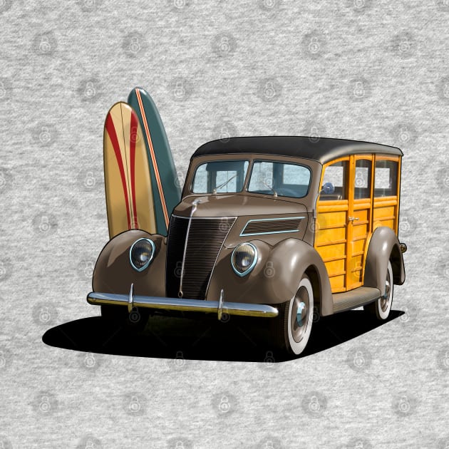 1937 Ford Woody Station Wagon in brown by candcretro